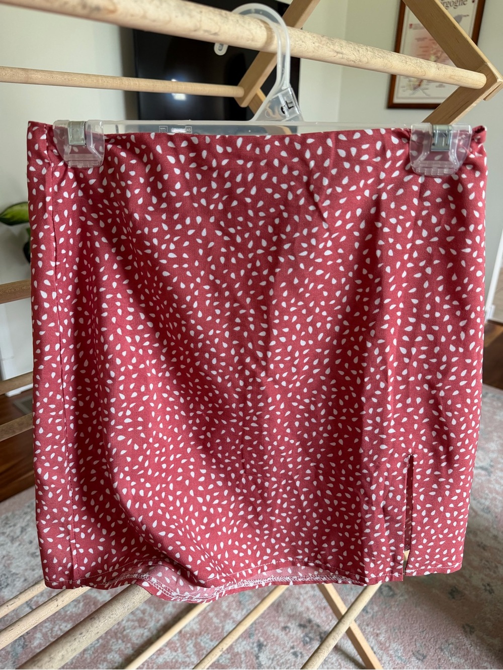 Women's Red Printed Mini Skirt